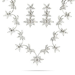 Dazzling Flowering Vines of CZ Necklace and Earrings