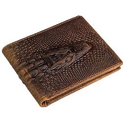 Men's Crazy Horse Leather Alligator Emboss Wallet and Keychain