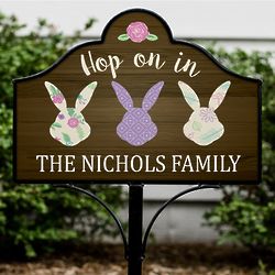 Personalized Hop On In Magnetic Metal Collapsible Yard Sign Set