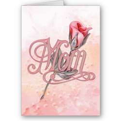 Pink Rose for Mom Custom Greeting Card
