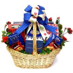 In Loving Memory Silk Flowers and Sweets Sympathy Gift Basket