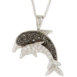Silver-Plated Double Dolphin Pendant
