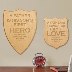 Personalized First Memories Wood Shield Sign