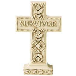 6" Pedestal Ivory Survivor Cross