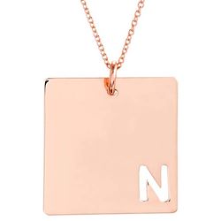 Custom Cut Out Initial Rose Gold Plated Square Pendant