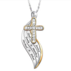 Bless and Keep Us Personalized Diamond Pendant Necklace
