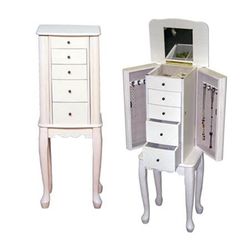 White Wood Jewelry Armoire