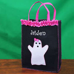 Embroidered Sweet Girly Ghost Trick-or-Treat Bag