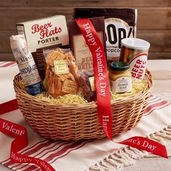 Best with Beer Snack Basket with Valentine's Day Ribbon