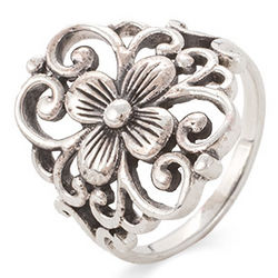 Sterling Silver Filigree Design Flower Ring