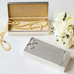 Bridesmaid's Twin Heart Engraved Jewelry Box