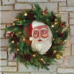 Illuminated Santa Wreath