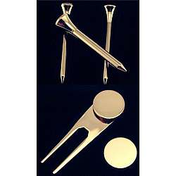 Engravable Gold Golf Tee and Ball Marker Set