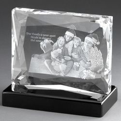 Multi-Facet 3D Photo Crystal on Black Base