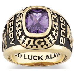 Men's 18 Karat Gold-Plated Traditional Birthstone Class Ring