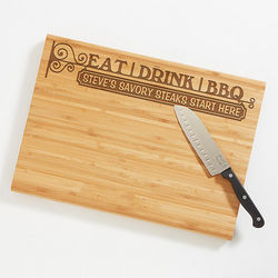 Eat, Drink and BBQ Personalized Bamboo Cutting Board