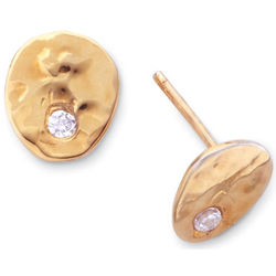 Gold Plated & Diamond Accent Stud Earrings