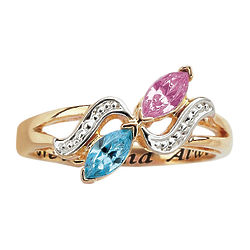 Couple's Gold-Plated Marquise Birthstone Ring