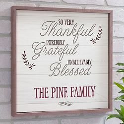 Personalized Thankful Grateful Blessed Framed Wall Decor