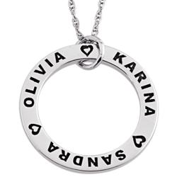 Sterling Silver Family Name Engraved Disc Pendant