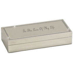 Milano Silver Tone and Crystal Engraved Jewelry Box