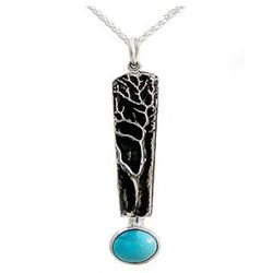 Silver and Turquoise Tree of Life Pendant