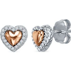 I Am Loved Silver and Gold Diamond Heart Earrings