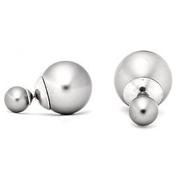 Gray Stainless Steel and Silver 360 Stud Earrings