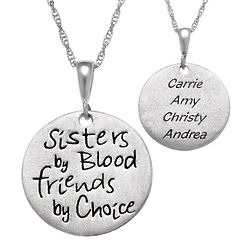Personalized Sisters By Blood, Friends By Choice Pendant