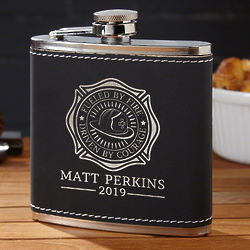Fueled by Fire Custom Black & Gold Firefighter's Flask