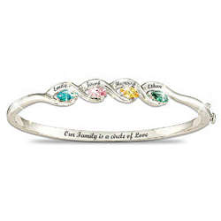 Our Family Is A Circle of Love Personalized Birthstone Bracelet