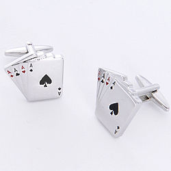 Dashing Aces Cufflinks with Personalized Case