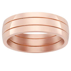 Titanium Rose Gold Men's Wide Grooved Band