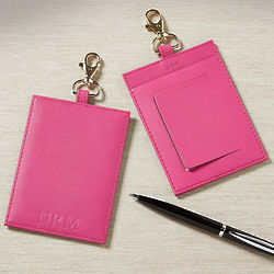 Pink Leather Personalized Luggage Tag