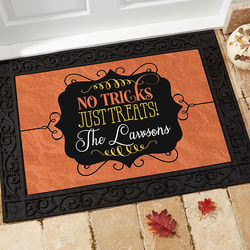 No Tricks, Just Treats Personalized Recycled Rubber-Back Doormat