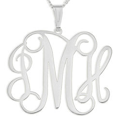 Personalized Monogram Sterling Silver Necklace with Trace Chain