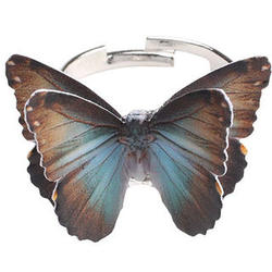Aqua Monarch Butterfly Ring