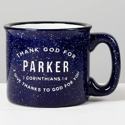 Personalized Thank God for You Campfire Mug in Cobalt Blue