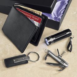 Personalized Wallet, Flashlight, Keychain, and Pocket Knife