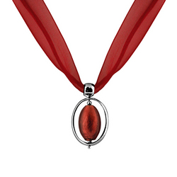 Burgundy Necklace with Sterling Silver & Red Murano Oval Pendant