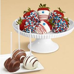 3 Swizzled Brownie Pops and 6 Star-Spangled Strawberries