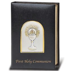 First Communion Black Missal with Sterling Silver Chalice
