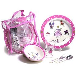 Baby's Princess Lunch Set with Bowl, Plate, and Silverware