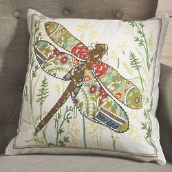 Dragonfly Outline Stitch Pillow