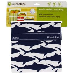 Reusable Sandwich and Snack Bag with Navy Shark Pattern