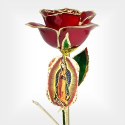 Our Lady of Guadalupe 11" Preserved Real Red Rose
