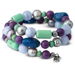 Radiant Orchid Purple Magnesite and Multi-Gemstone Coil Bracelet