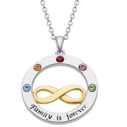 Two-Tone Family is Forever Circle Infinity Pendant