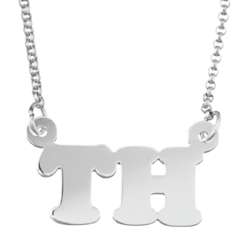 Sterling Silver Block Initials Necklace