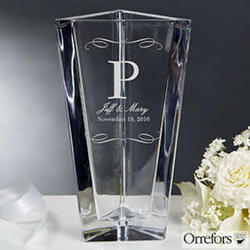 Orrefors Etched Crystal Wedding Vase